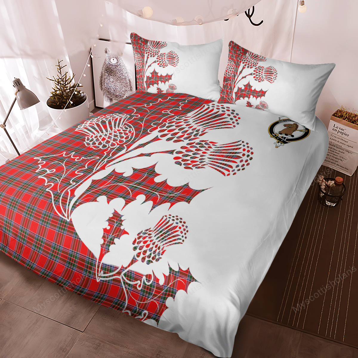 Binning of Wallifoord Tartan Crest Bedding Set - Thistle Style