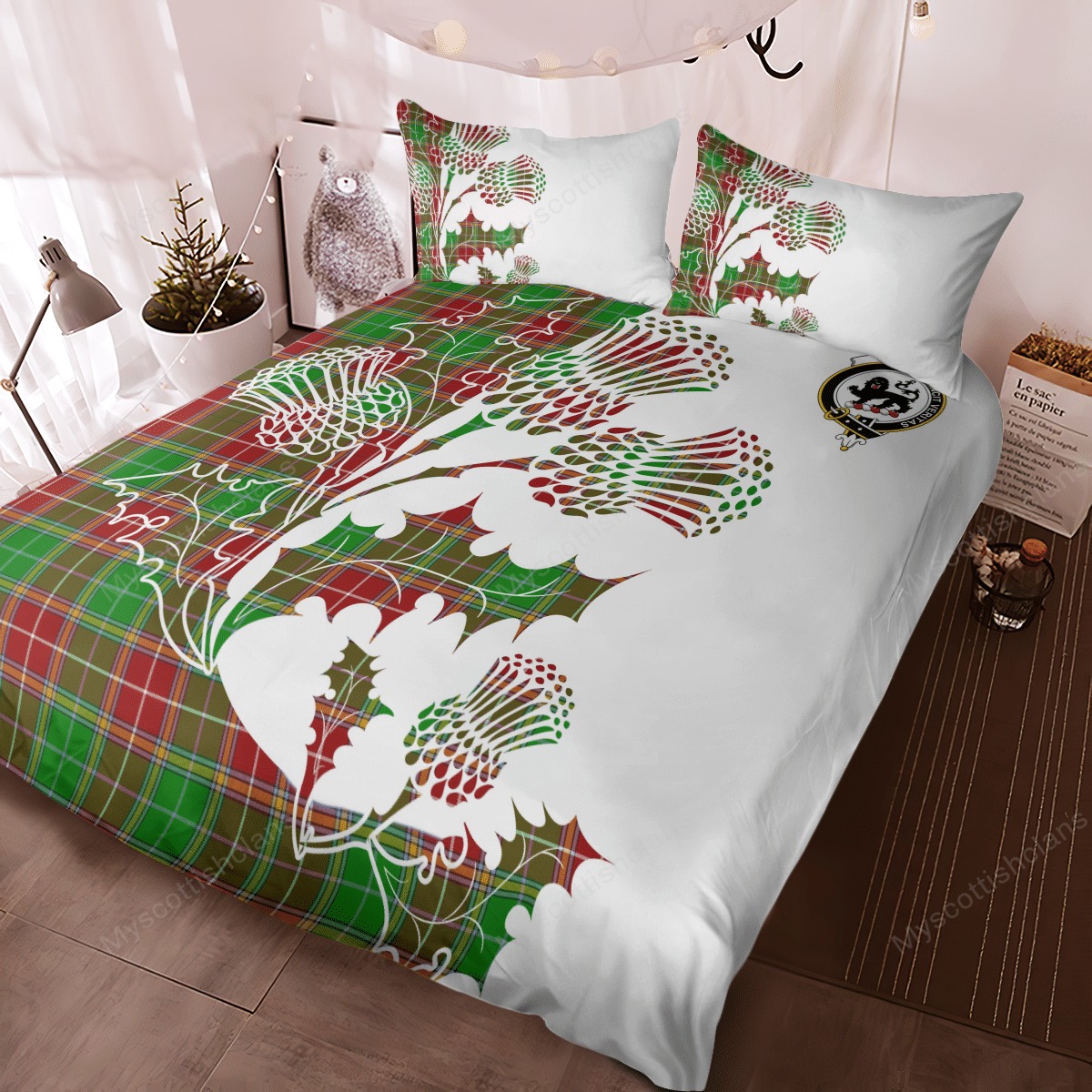 Baxter Tartan Crest Bedding Set - Thistle Style