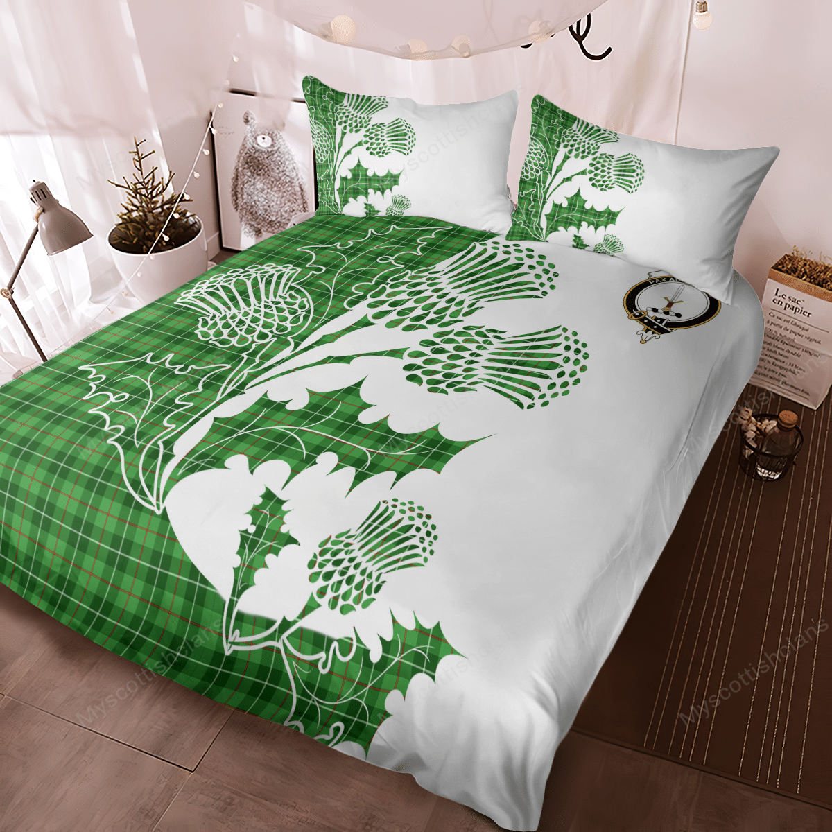 Blane Tartan Crest Bedding Set - Thistle Style