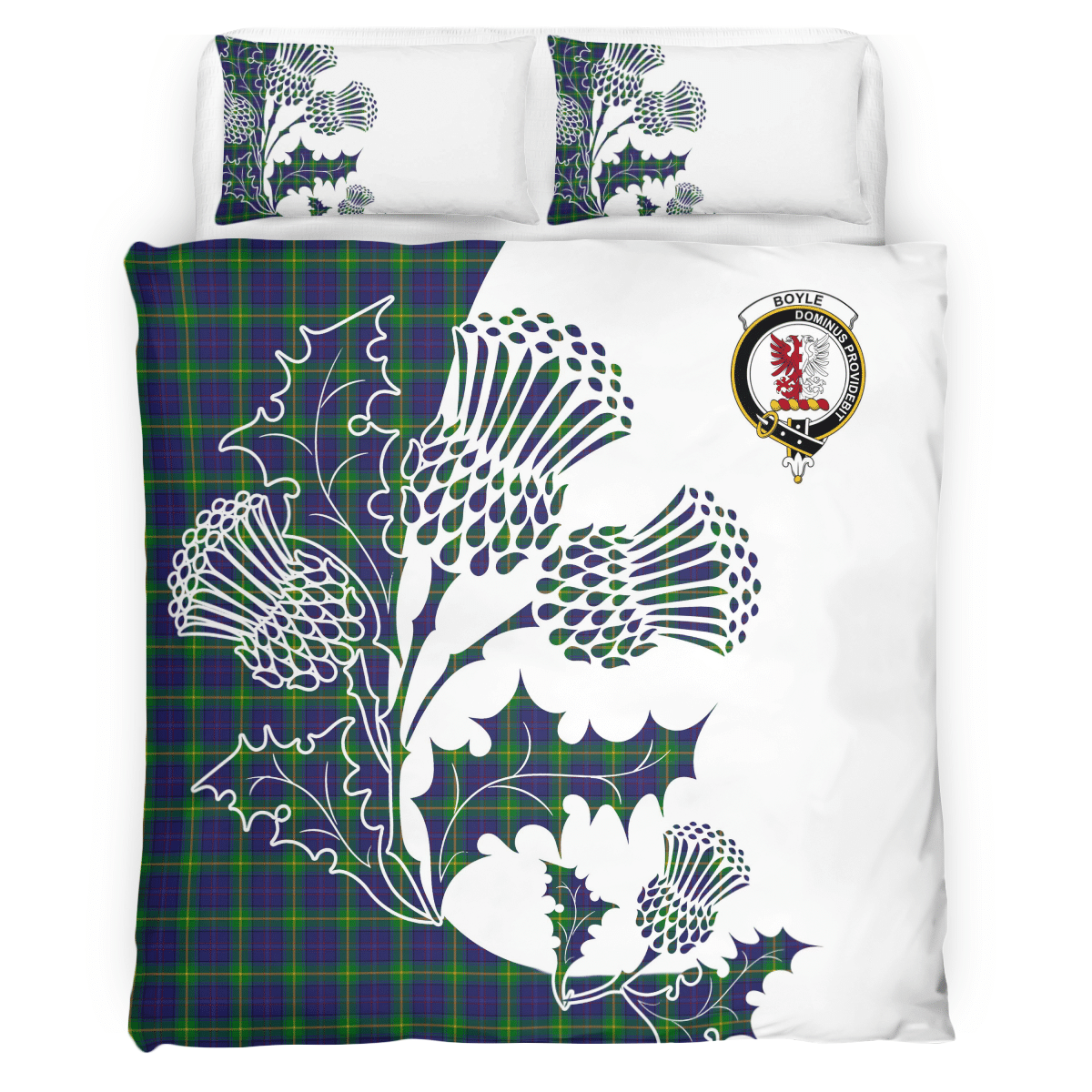 Boyle Tartan Crest Bedding Set - Thistle Style