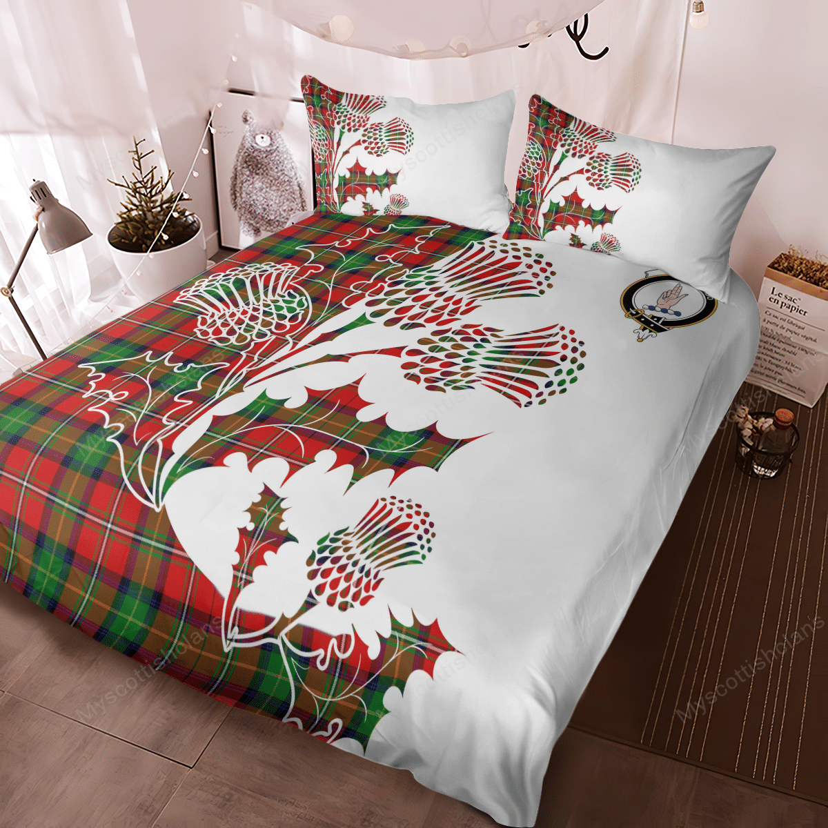 Boyd Tartan Crest Bedding Set - Thistle Style