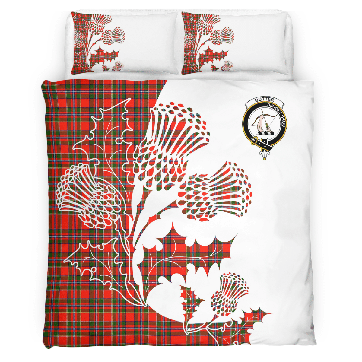 Butter Tartan Crest Bedding Set - Thistle Style