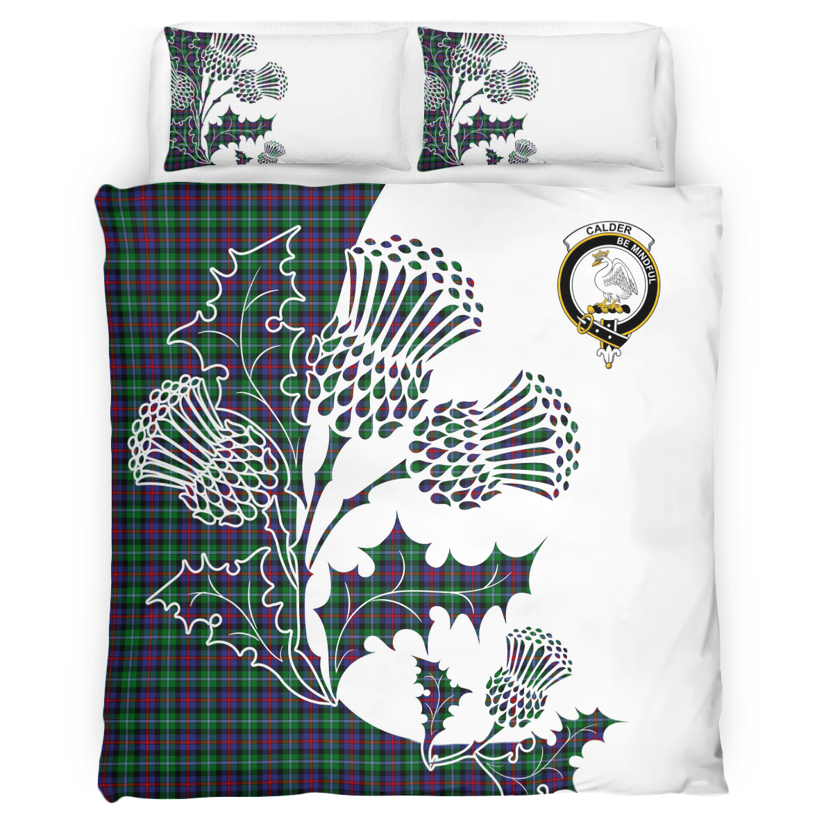 Calder Tartan Crest Bedding Set - Thistle Style