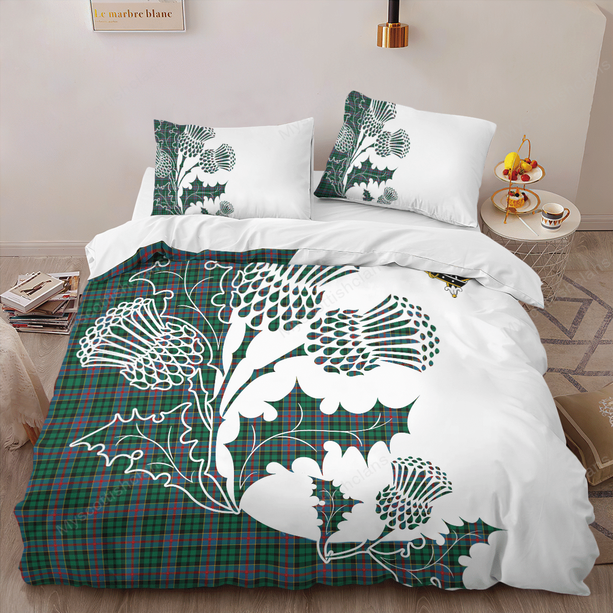 Byres Tartan Crest Bedding Set - Thistle Style