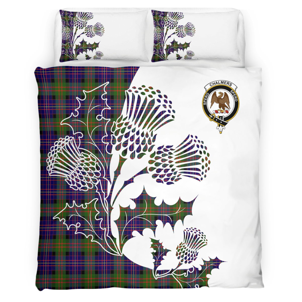 Chalmers Balnacraig Tartan Crest Bedding Set - Thistle Style