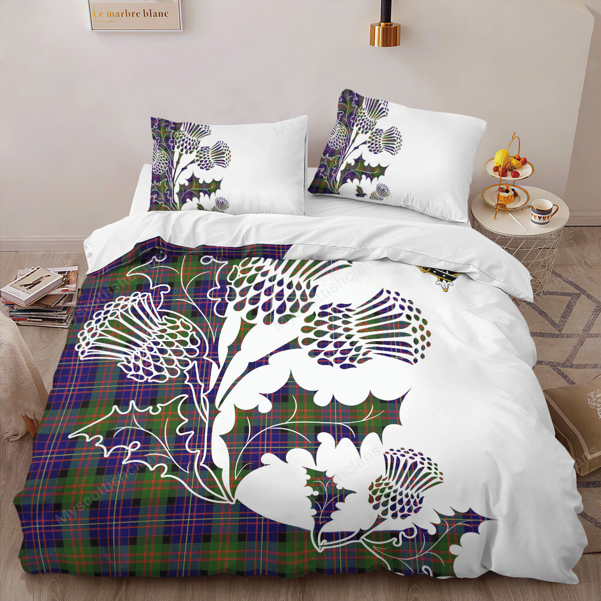 Chalmers Balnacraig Tartan Crest Bedding Set - Thistle Style