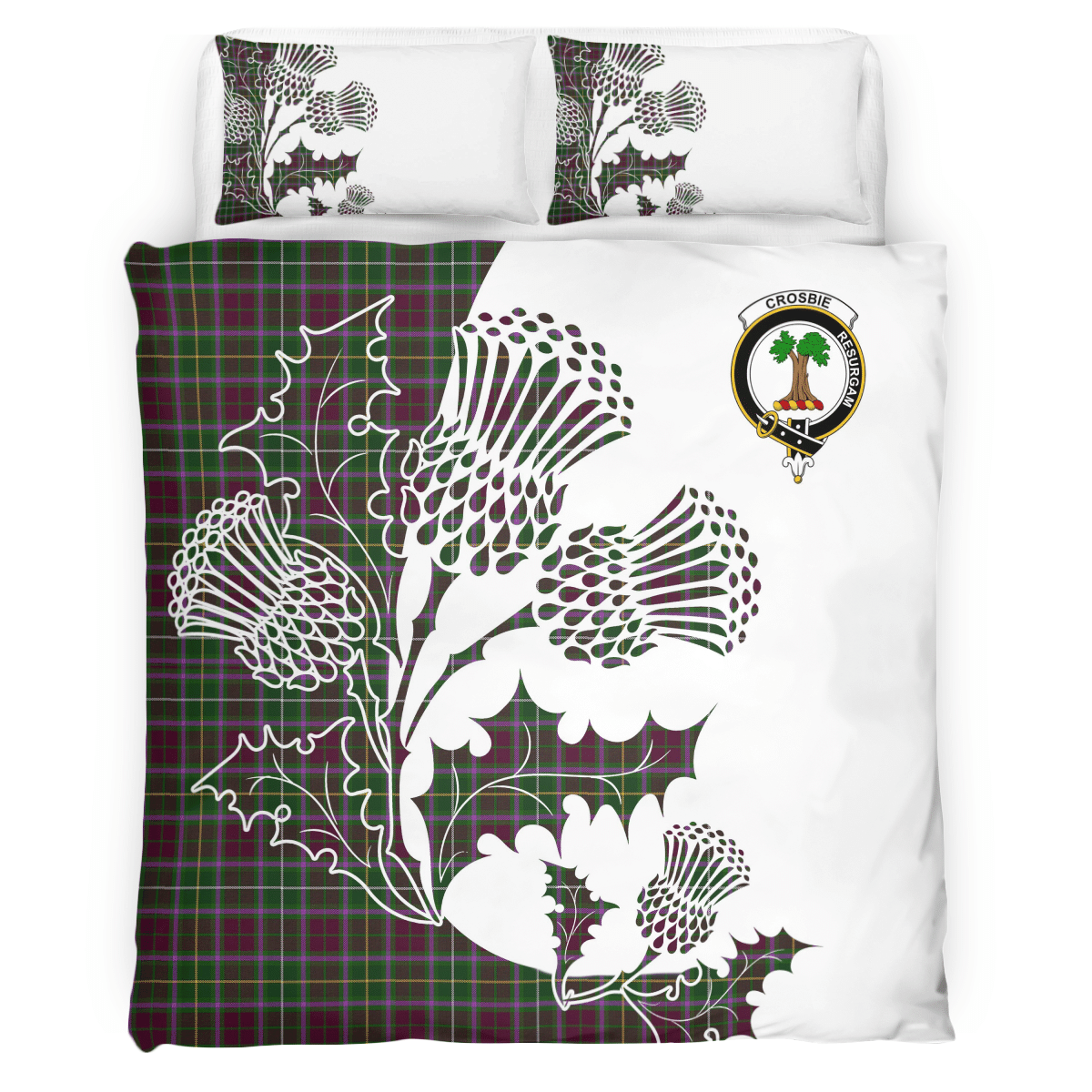 Crosbie Tartan Crest Bedding Set - Thistle Style