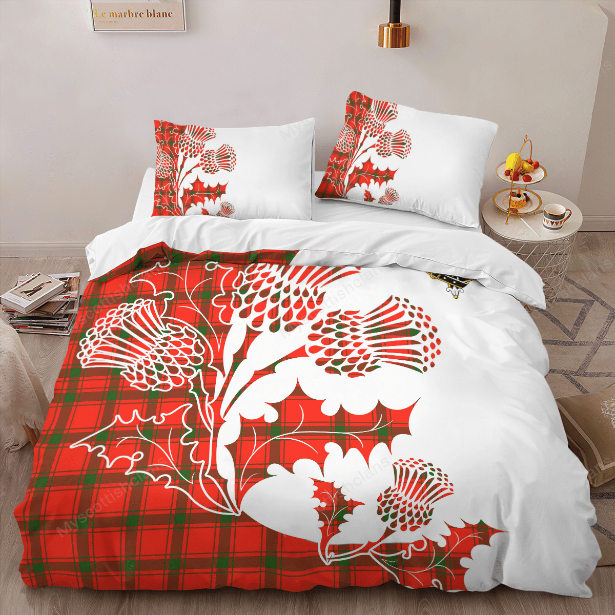 Darroch (Gourock) Tartan Crest Bedding Set - Thistle Style