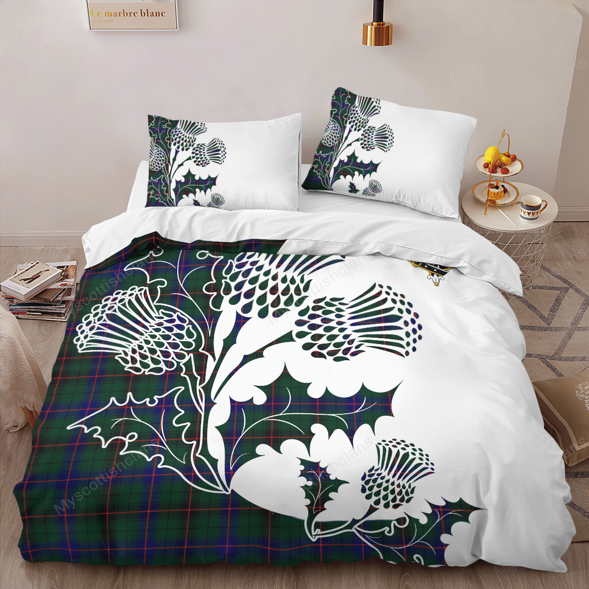 Davidson Tartan Crest Bedding Set - Thistle Style