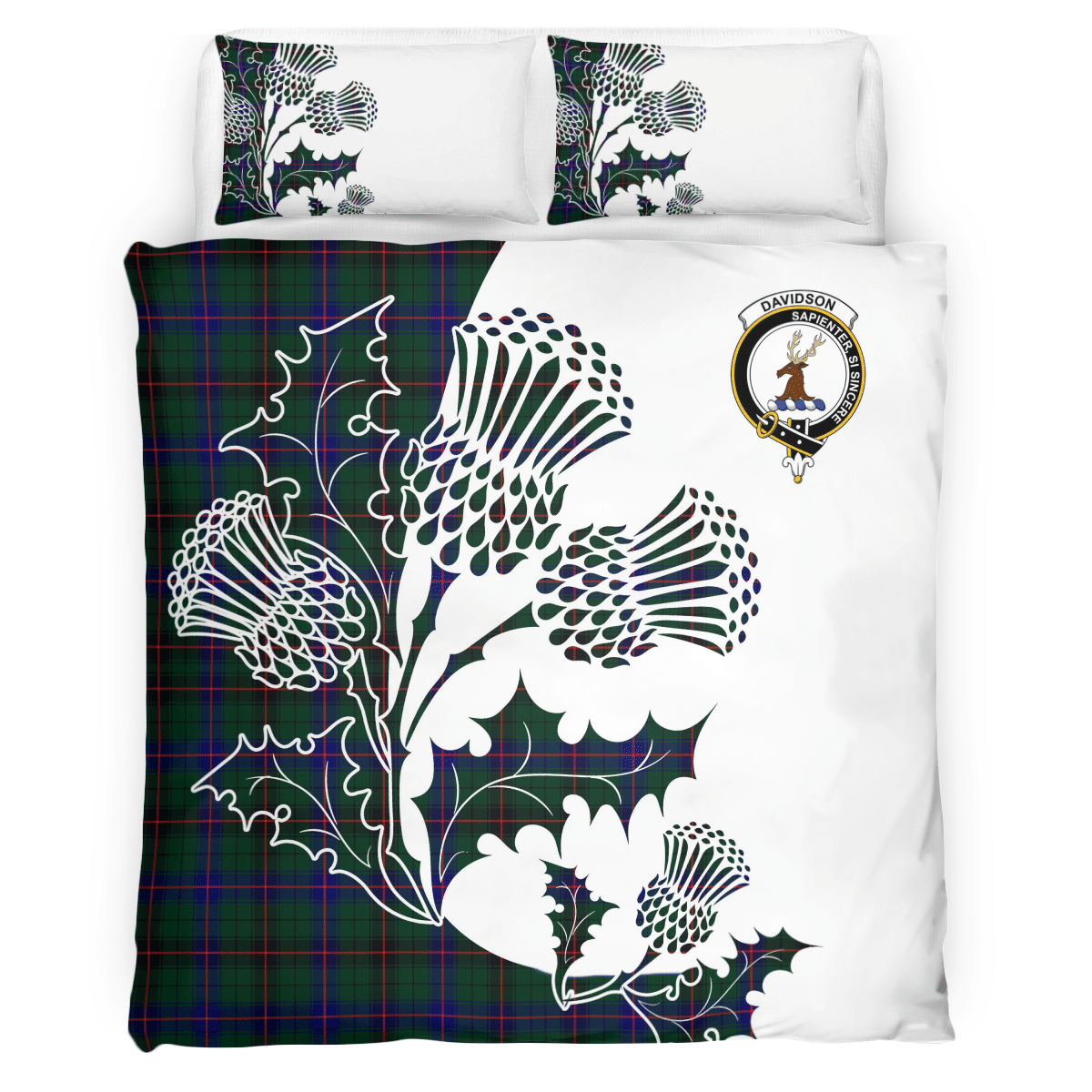 Davidson Tartan Crest Bedding Set - Thistle Style