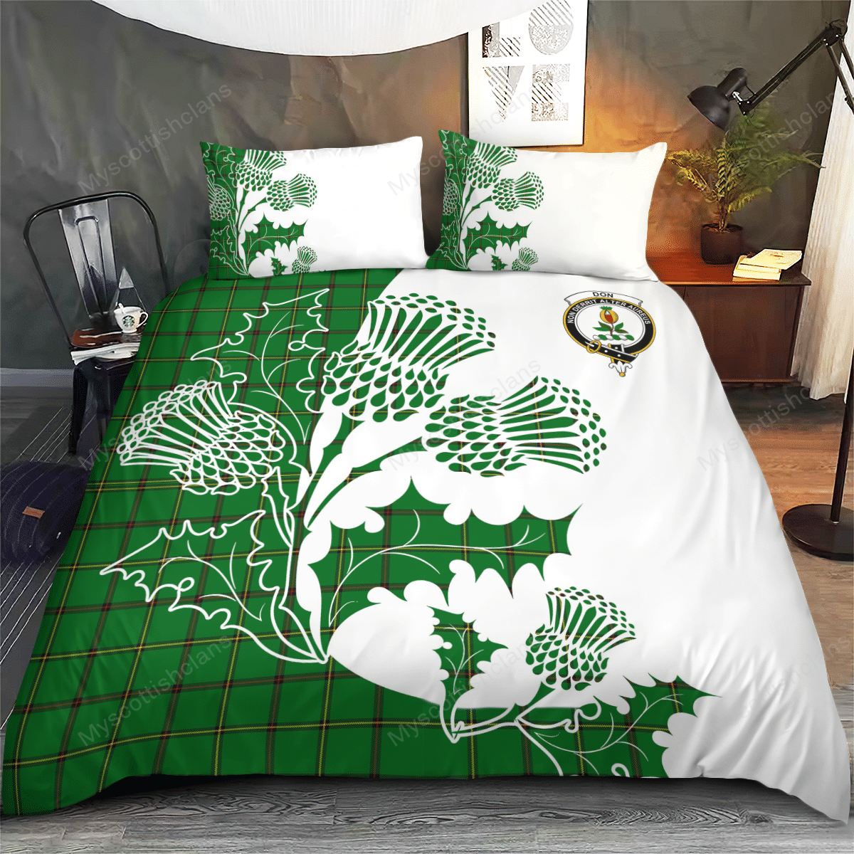 Don Tartan Crest Bedding Set - Thistle Style