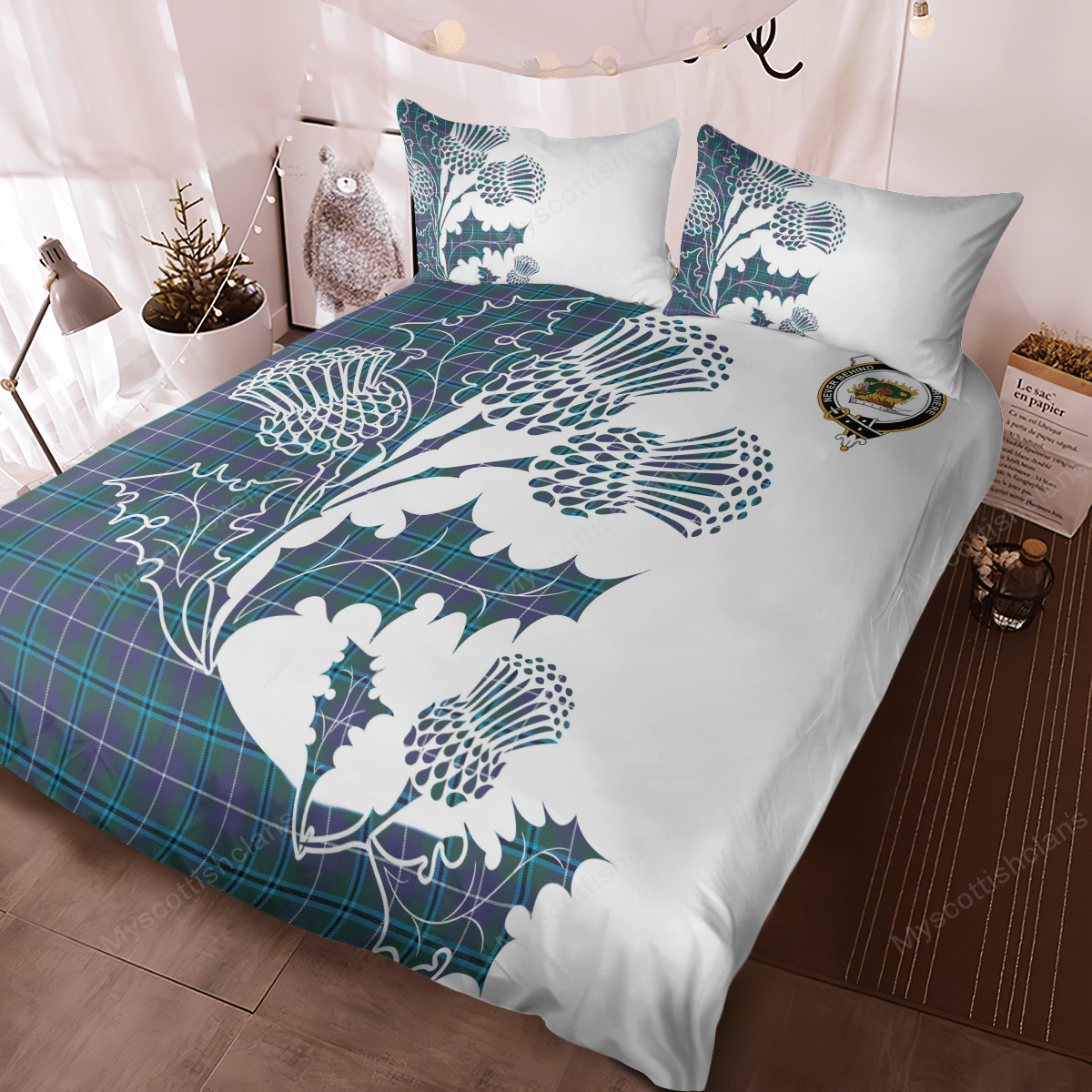 Douglas Tartan Crest Bedding Set - Thistle Style