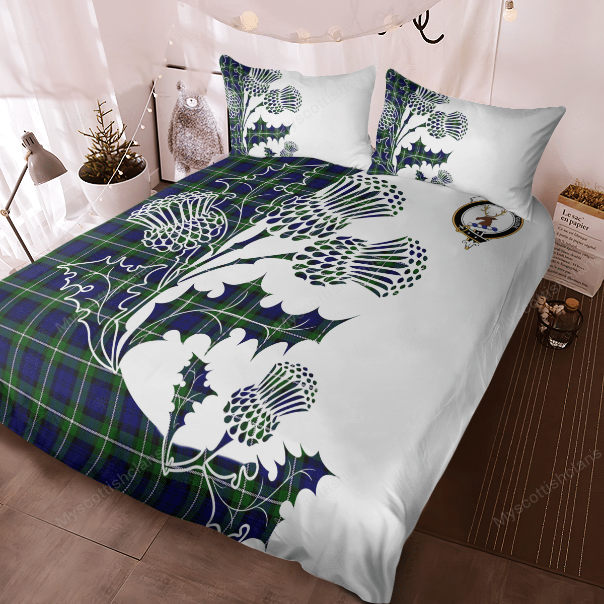 Forbes Tartan Crest Bedding Set - Thistle Style