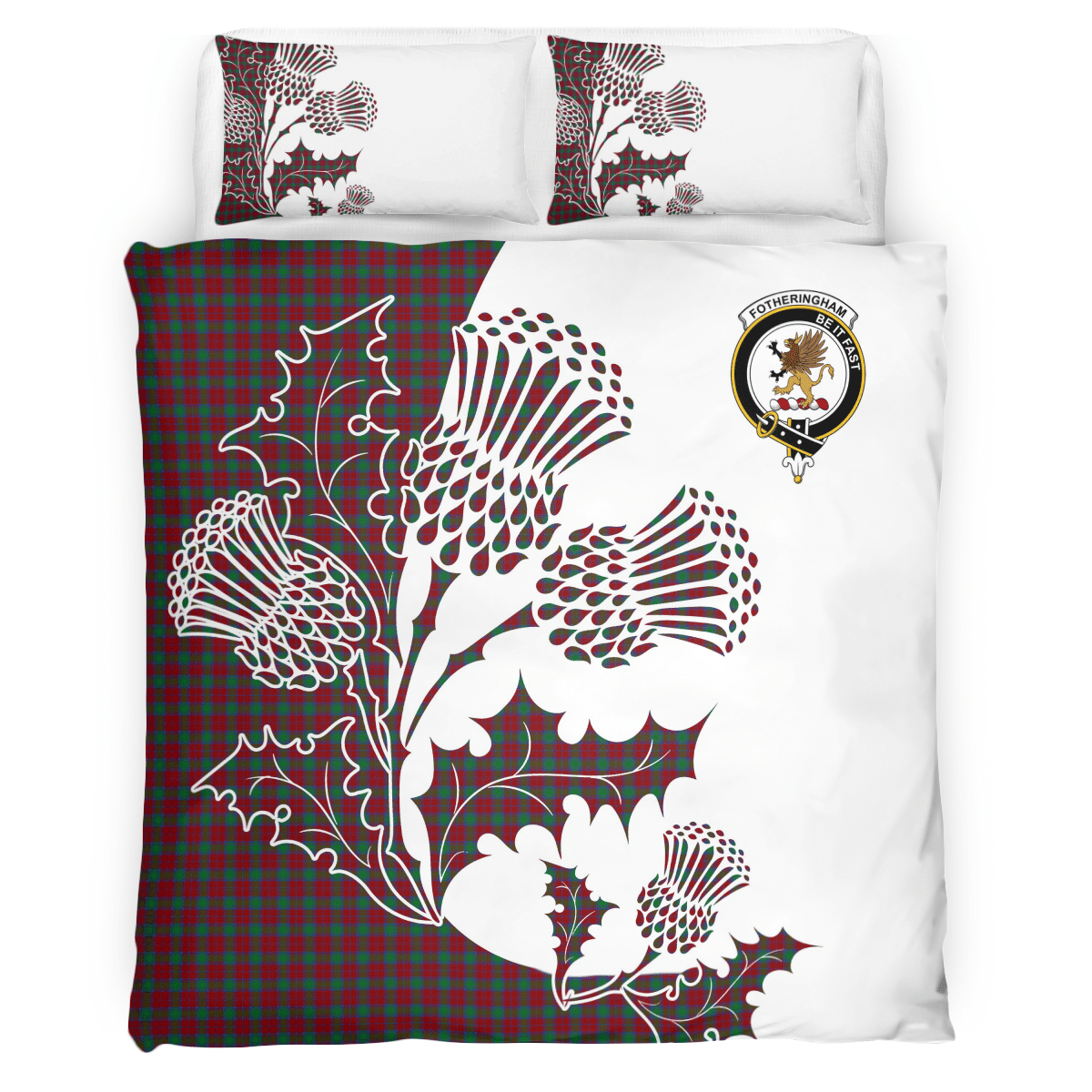 Fotheringham Tartan Crest Bedding Set - Thistle Style