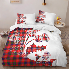 Fraser Tartan Crest Bedding Set - Thistle Style