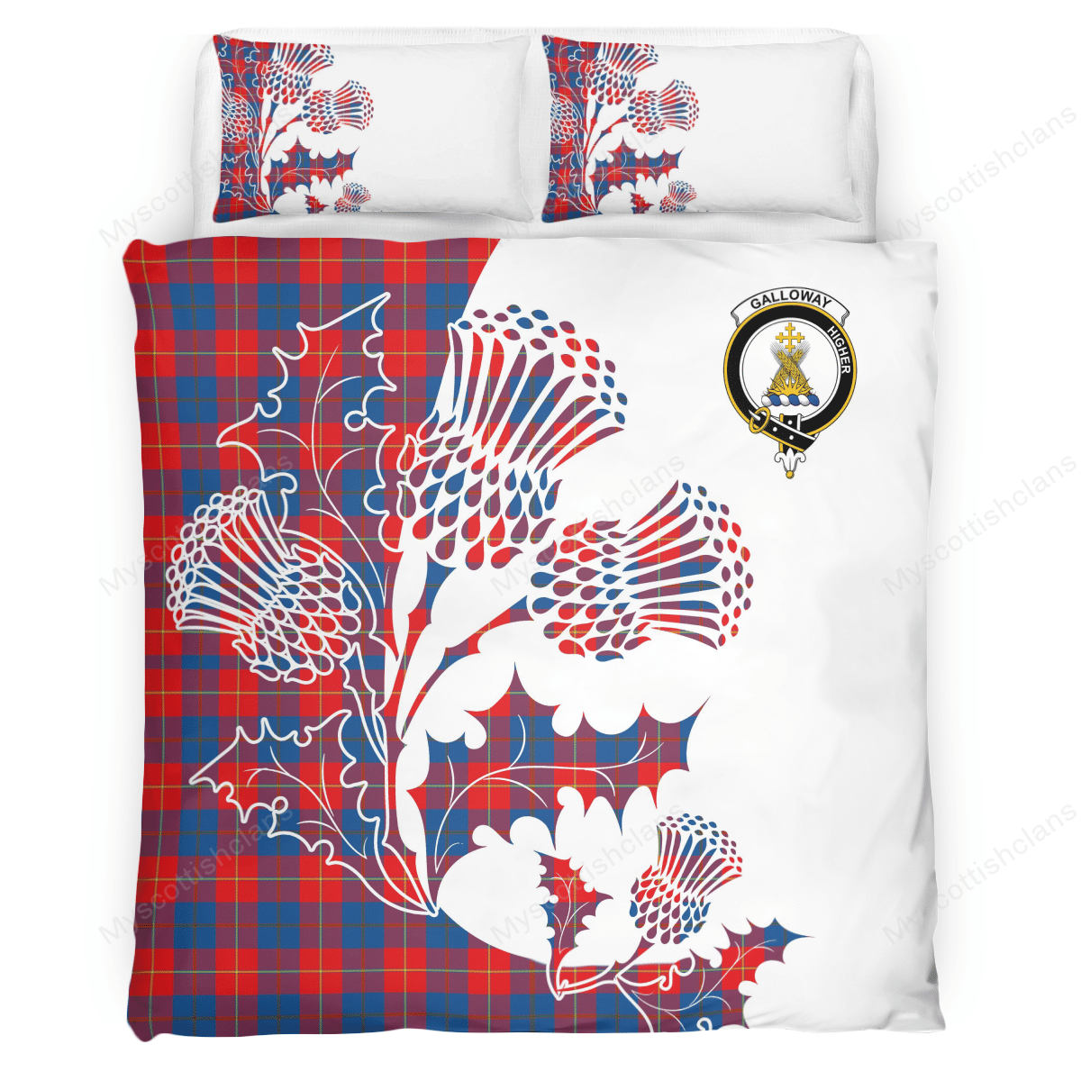 Galloway Tartan Crest Bedding Set - Thistle Style