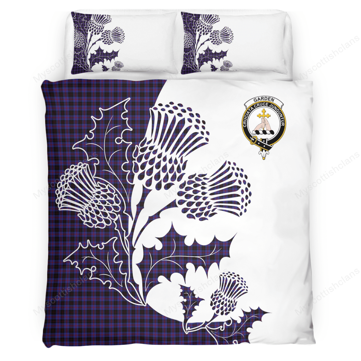 Garden Tartan Crest Bedding Set - Thistle Style