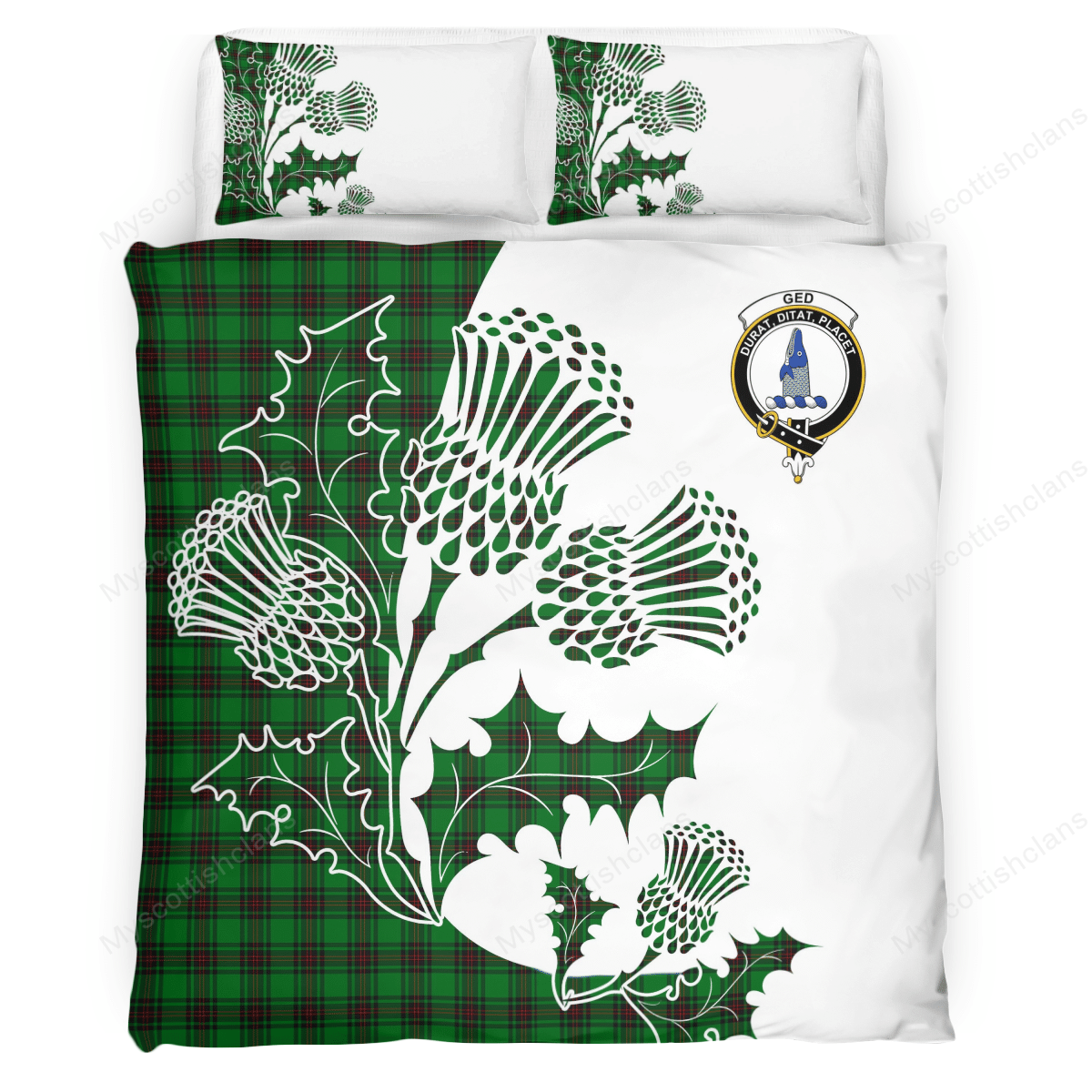 Ged Tartan Crest Bedding Set - Thistle Style