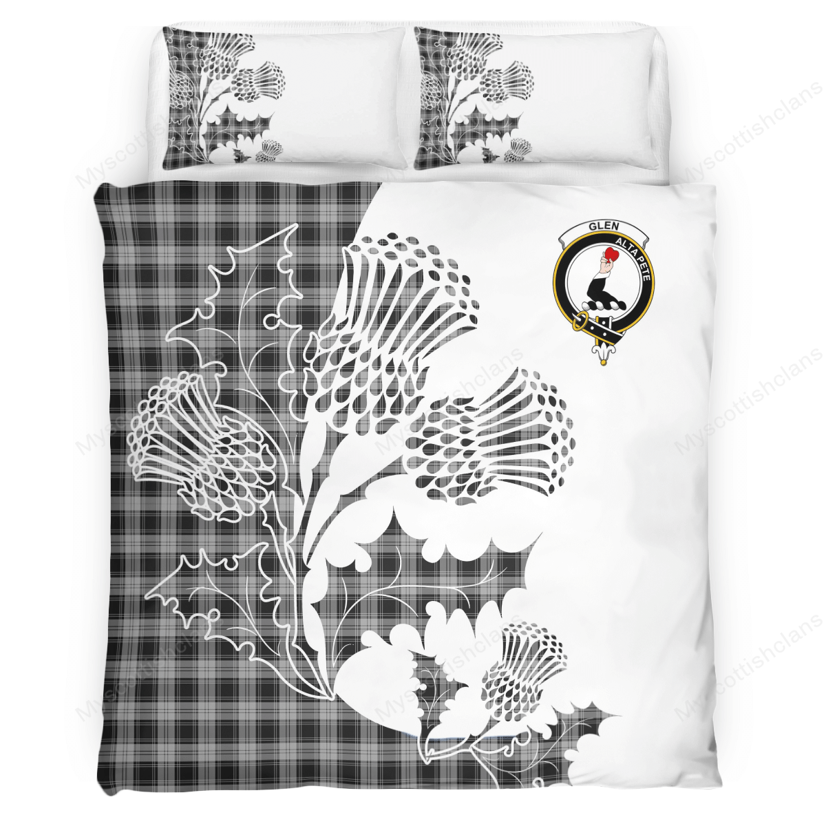 Glen Tartan Crest Bedding Set - Thistle Style