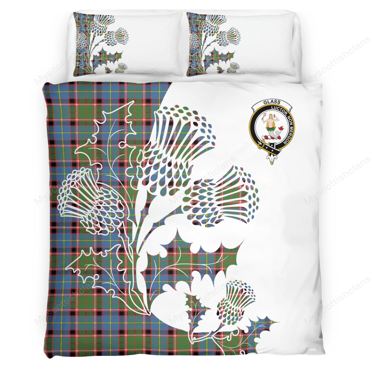 Glass Tartan Crest Bedding Set - Thistle Style