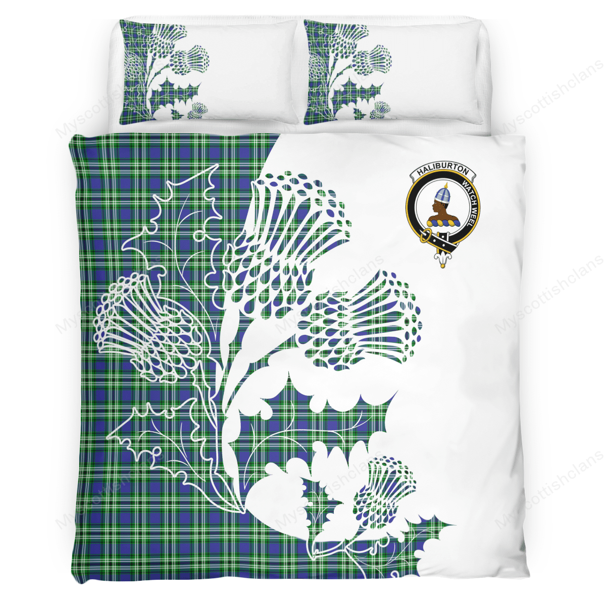 Haliburton Tartan Crest Bedding Set - Thistle Style