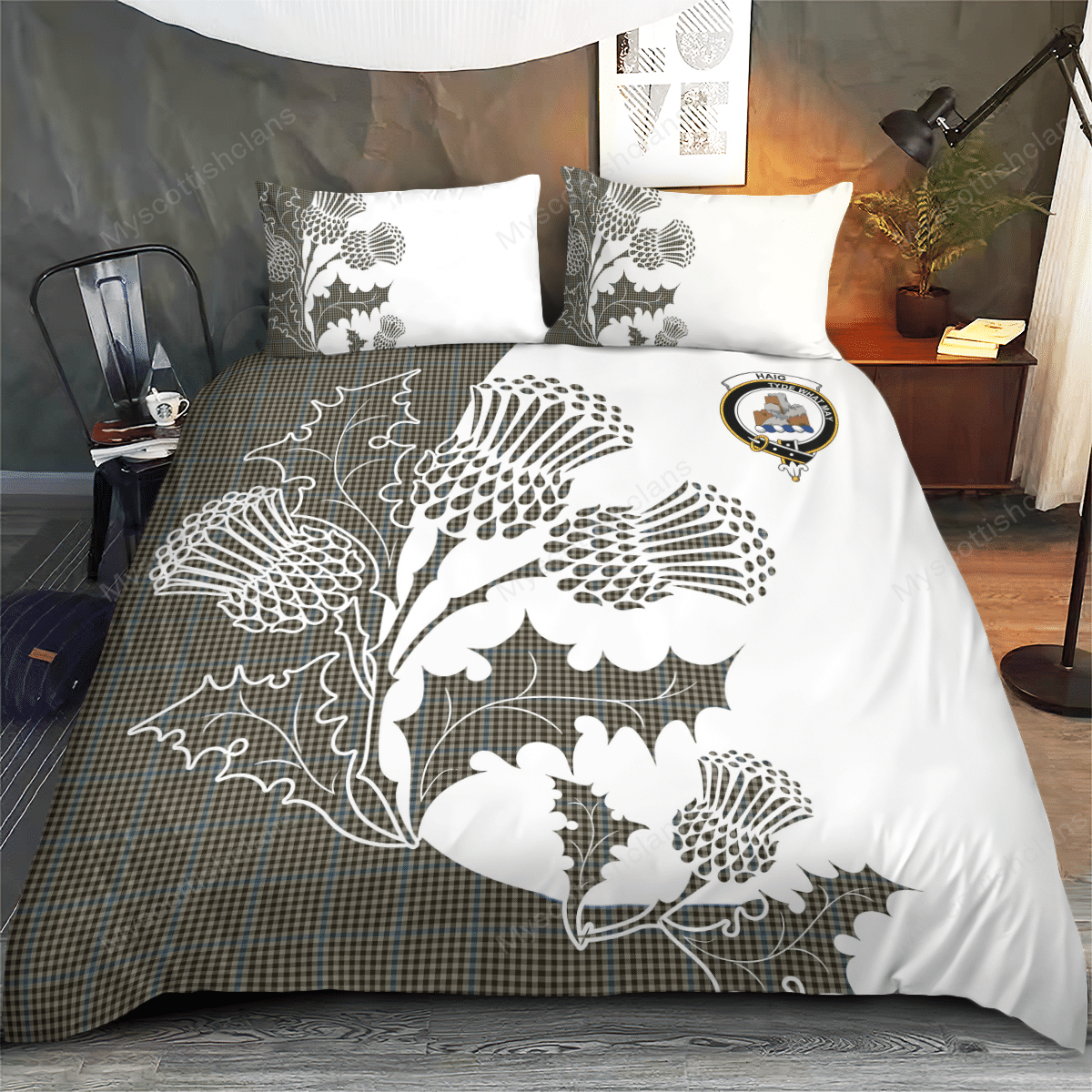 Haig Tartan Crest Bedding Set - Thistle Style