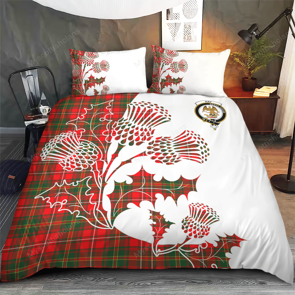 Hay Tartan Crest Bedding Set - Thistle Style