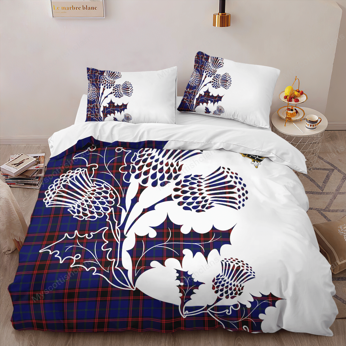 Home (or Hume) Tartan Crest Bedding Set - Thistle Style