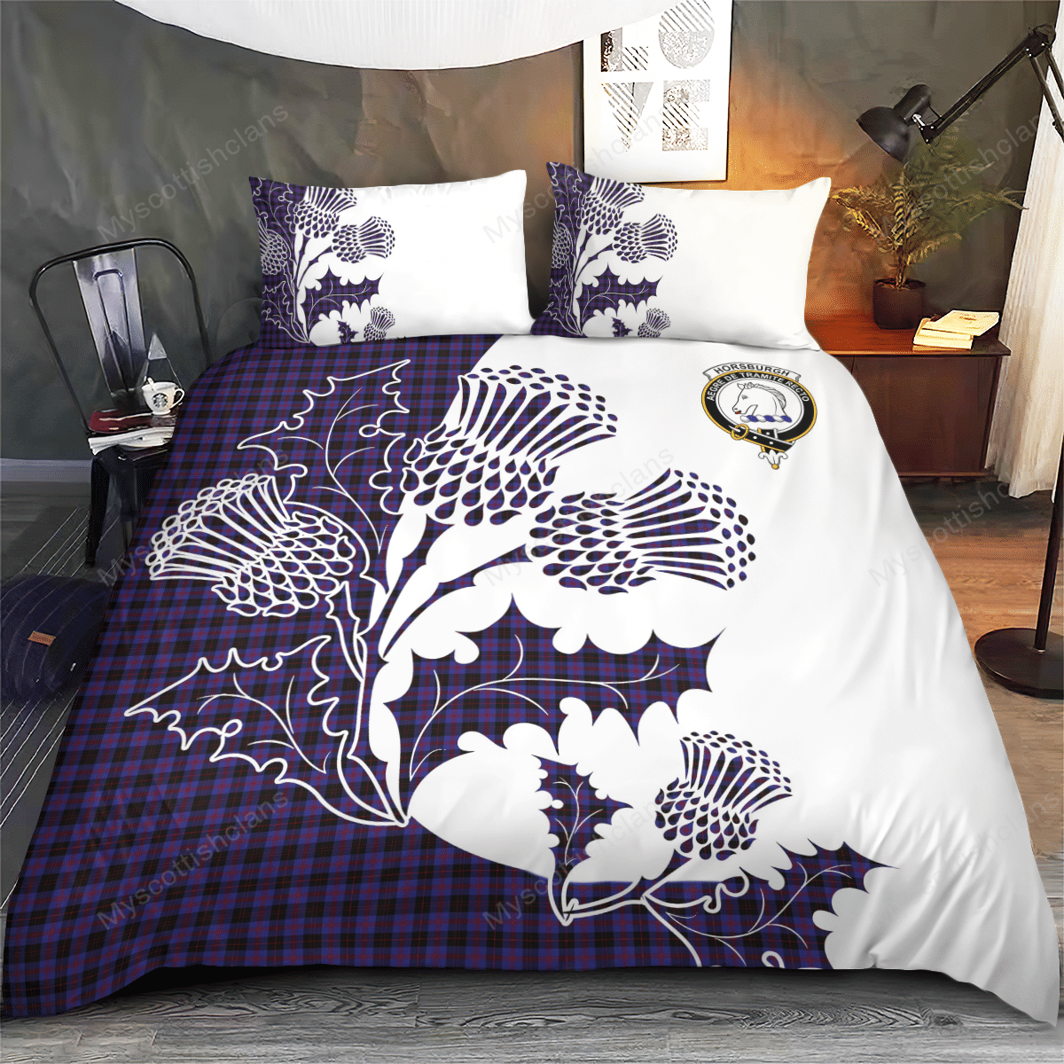 Horsburgh Tartan Crest Bedding Set - Thistle Style