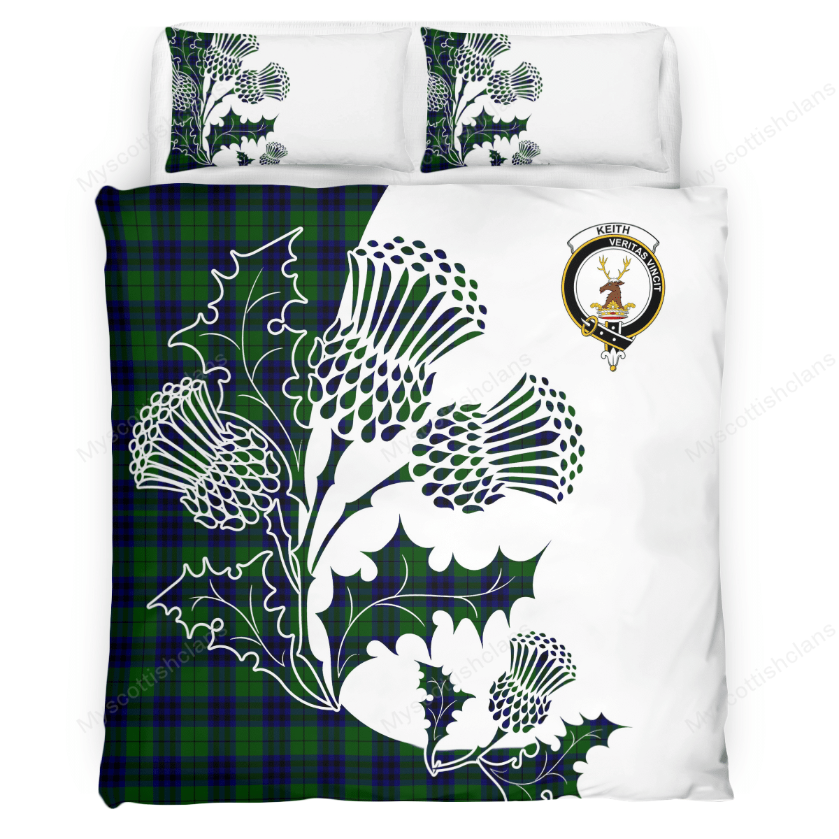 Keith Tartan Crest Bedding Set - Thistle Style