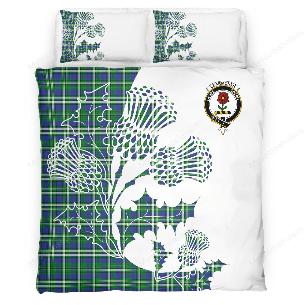 Learmonth Tartan Crest Bedding Set - Thistle Style