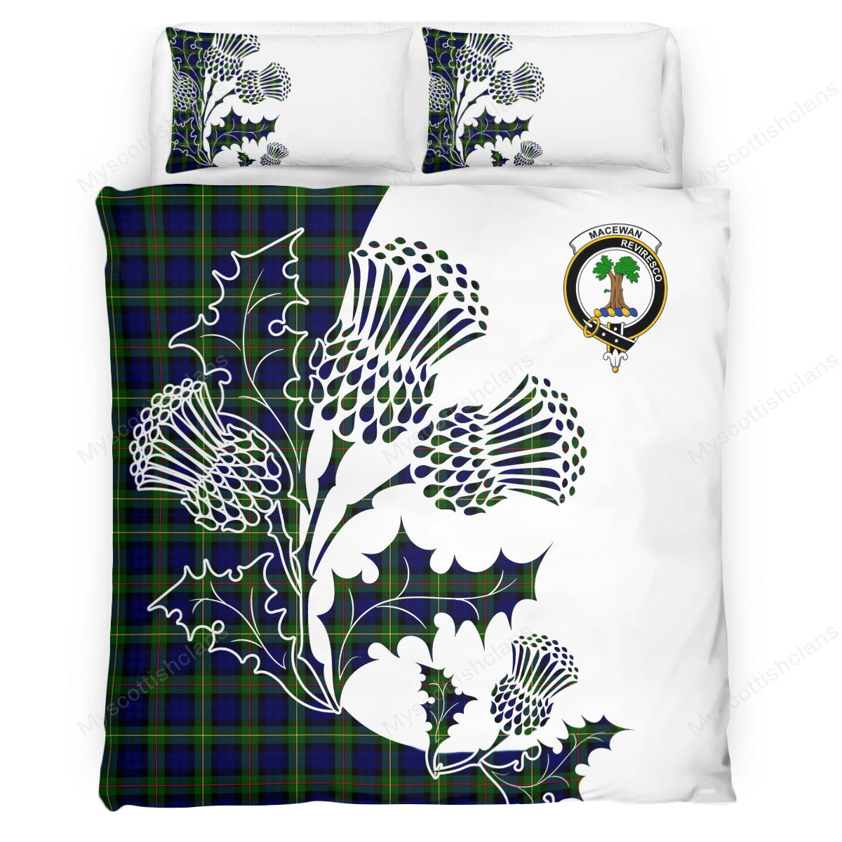 MacEwen Tartan Crest Bedding Set - Thistle Style