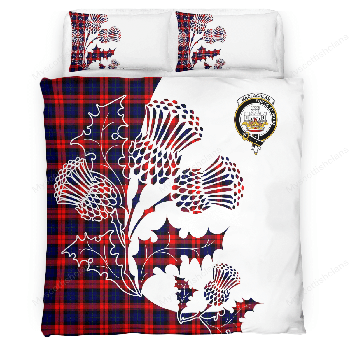 MacLachlan Tartan Crest Bedding Set - Thistle Style