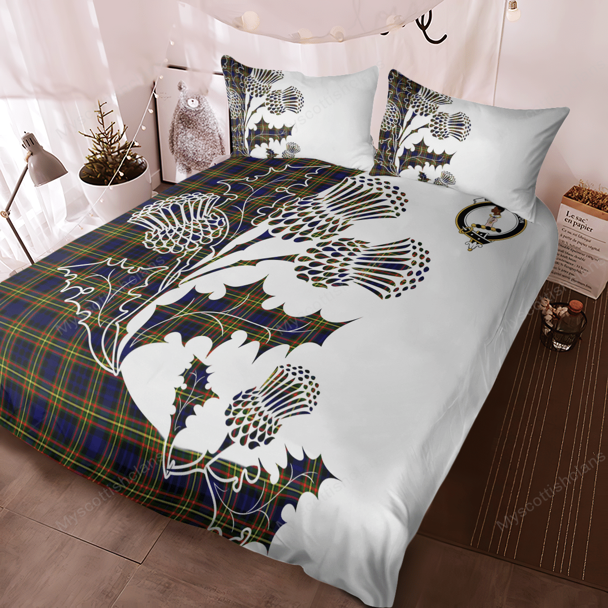 MacLellan Tartan Crest Bedding Set - Thistle Style