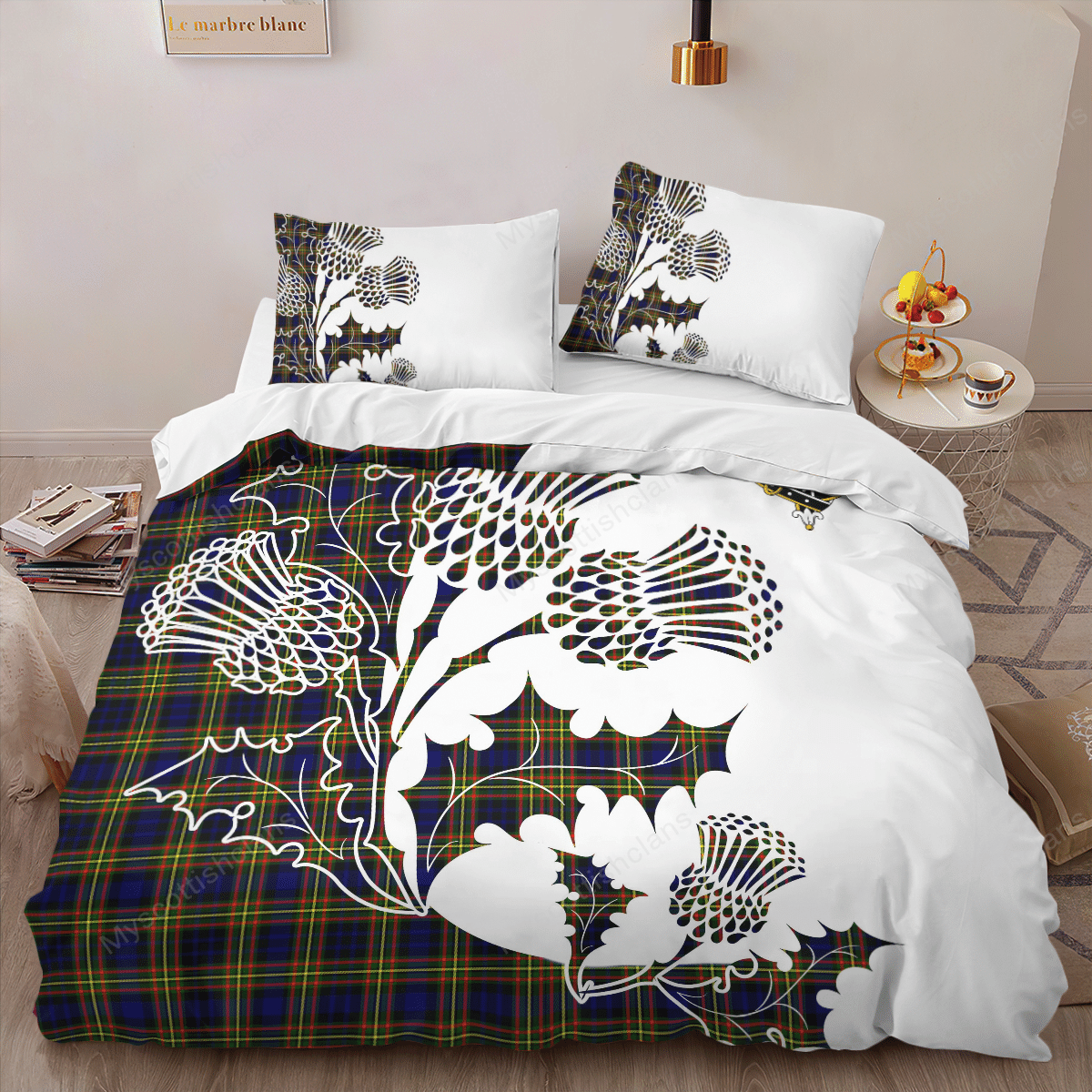 MacLellan Tartan Crest Bedding Set - Thistle Style