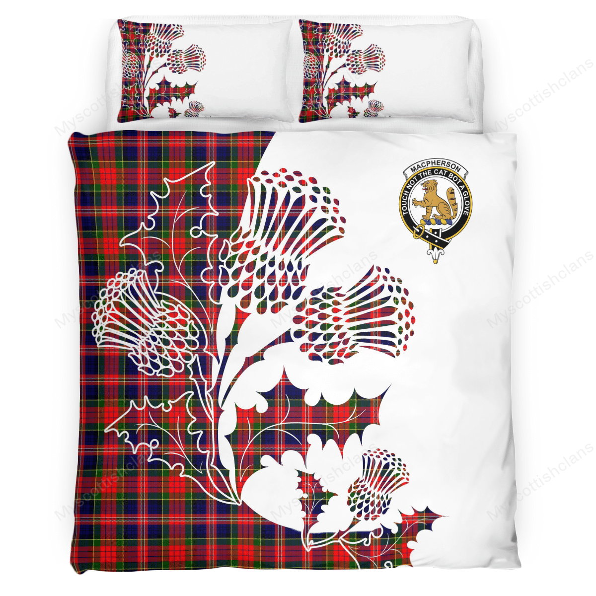 MacPherson Chief Tartan Crest Bedding Set - Luxury Style