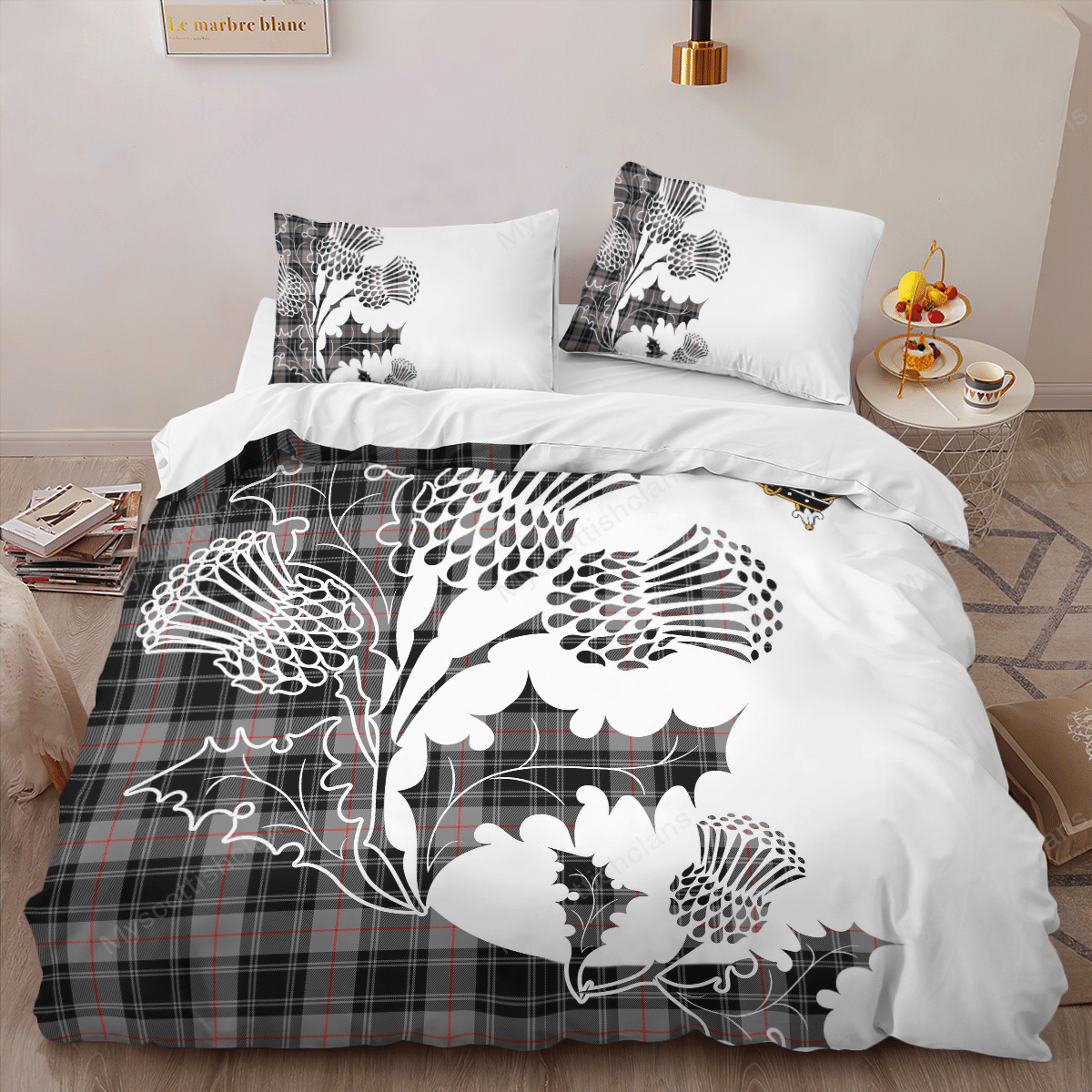 Moffat Tartan Crest Bedding Set - Thistle Style