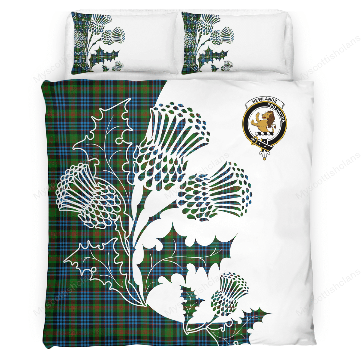 Newlands Tartan Crest Bedding Set - Thistle Style