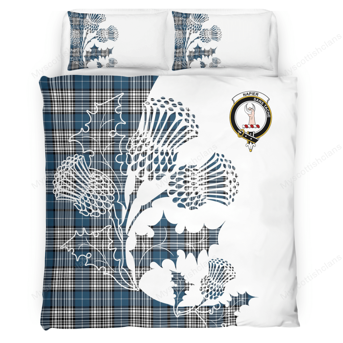 Napier Tartan Crest Bedding Set - Thistle Style