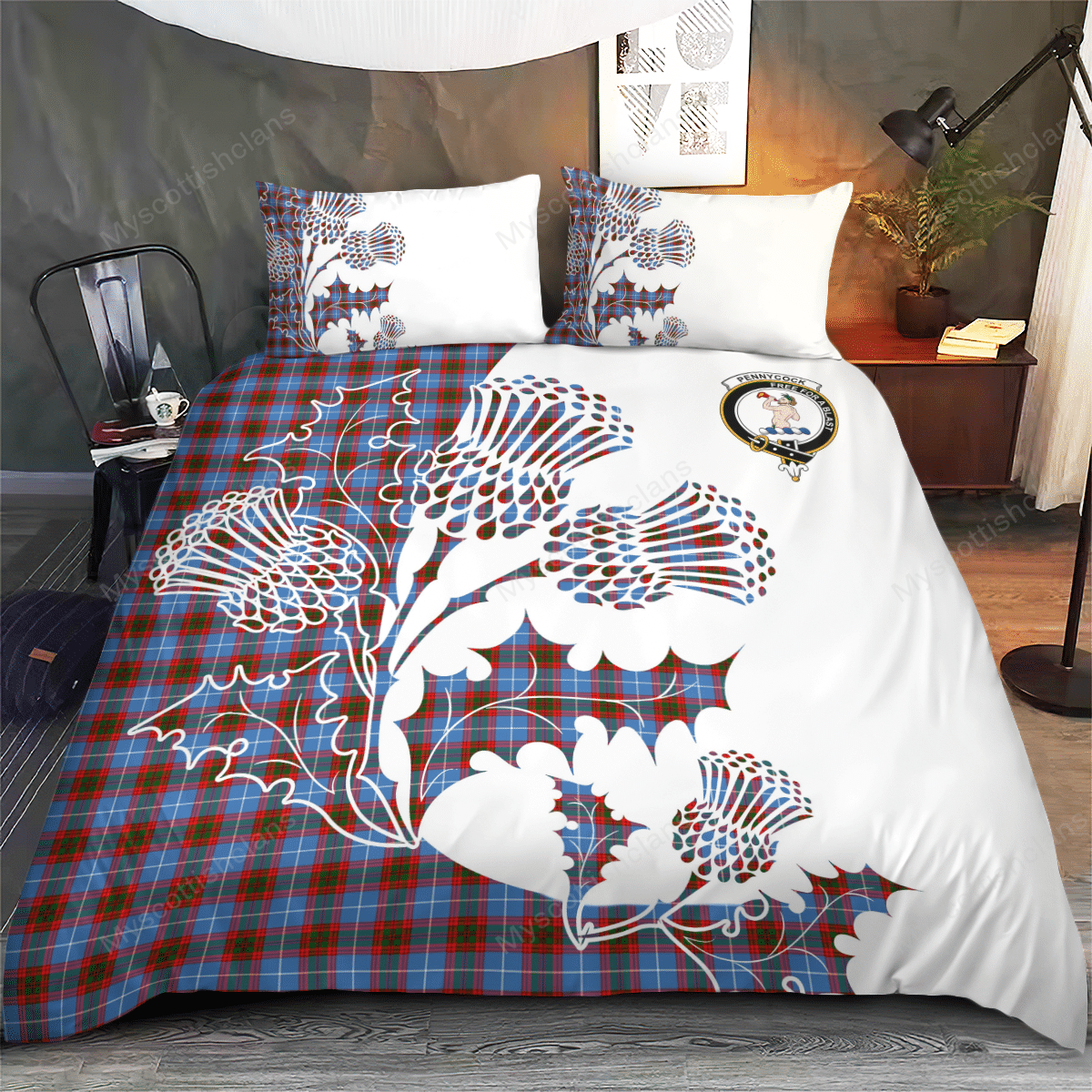 Pennycook Tartan Crest Bedding Set - Thistle Style