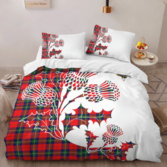 Ruthven Tartan Crest Bedding Set - Thistle Style