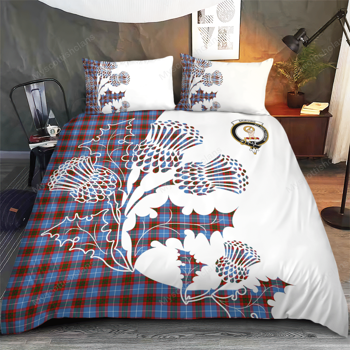 Skirving Tartan Crest Bedding Set - Thistle Style