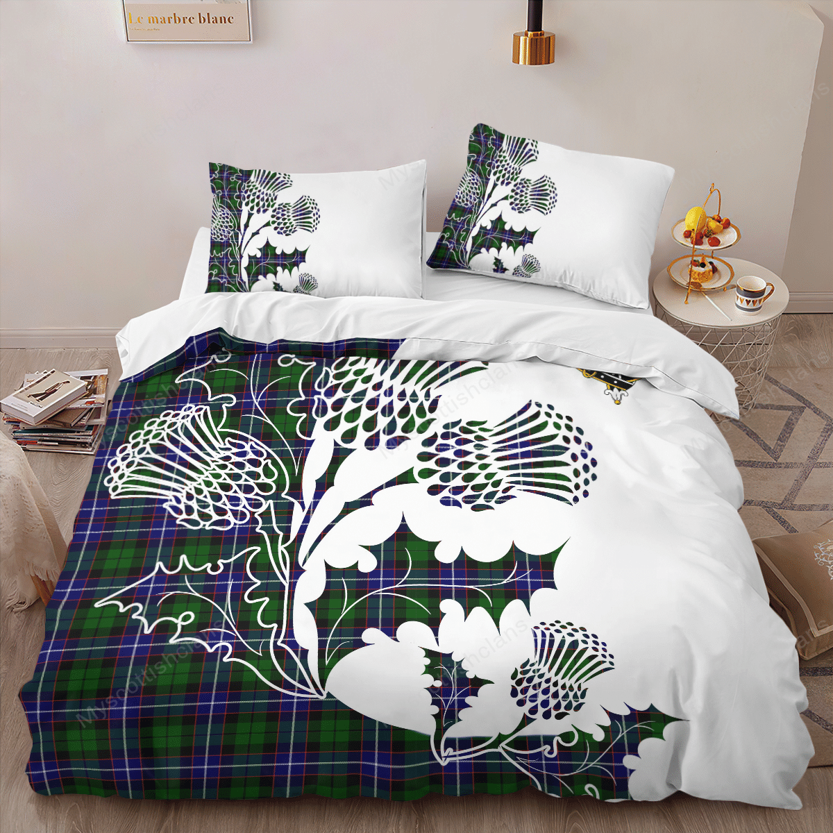 Russell Tartan Crest Bedding Set - Thistle Style