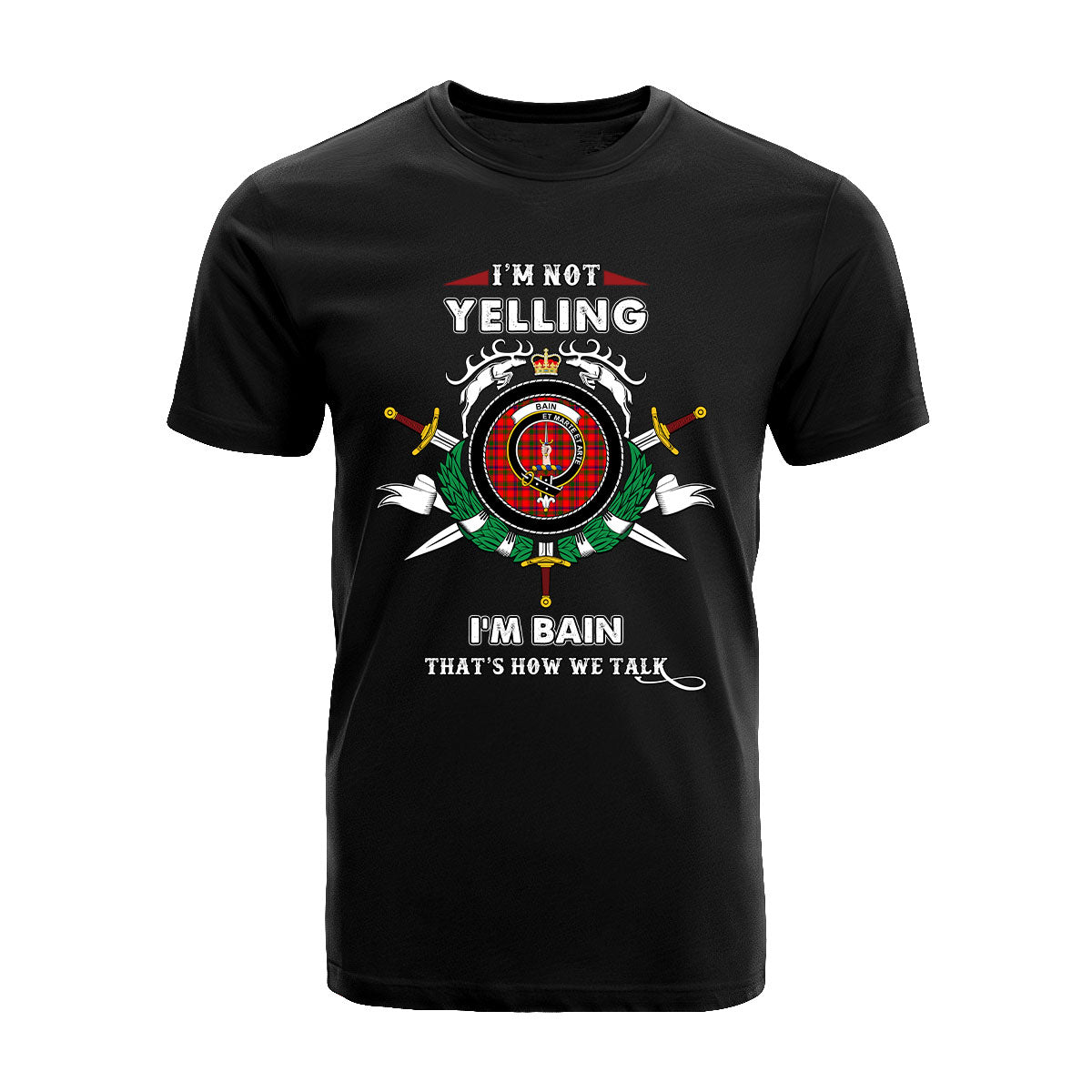 Bain Tartan Crest T-shirt - I'm not yelling style