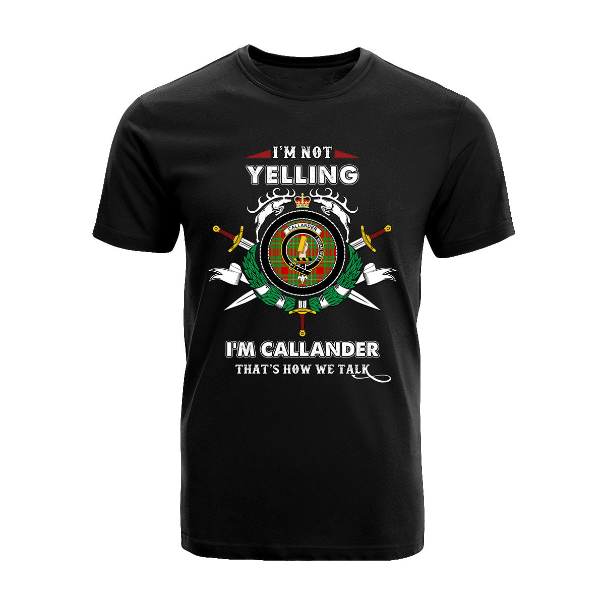 Callander Tartan Crest T-shirt - I'm not yelling style