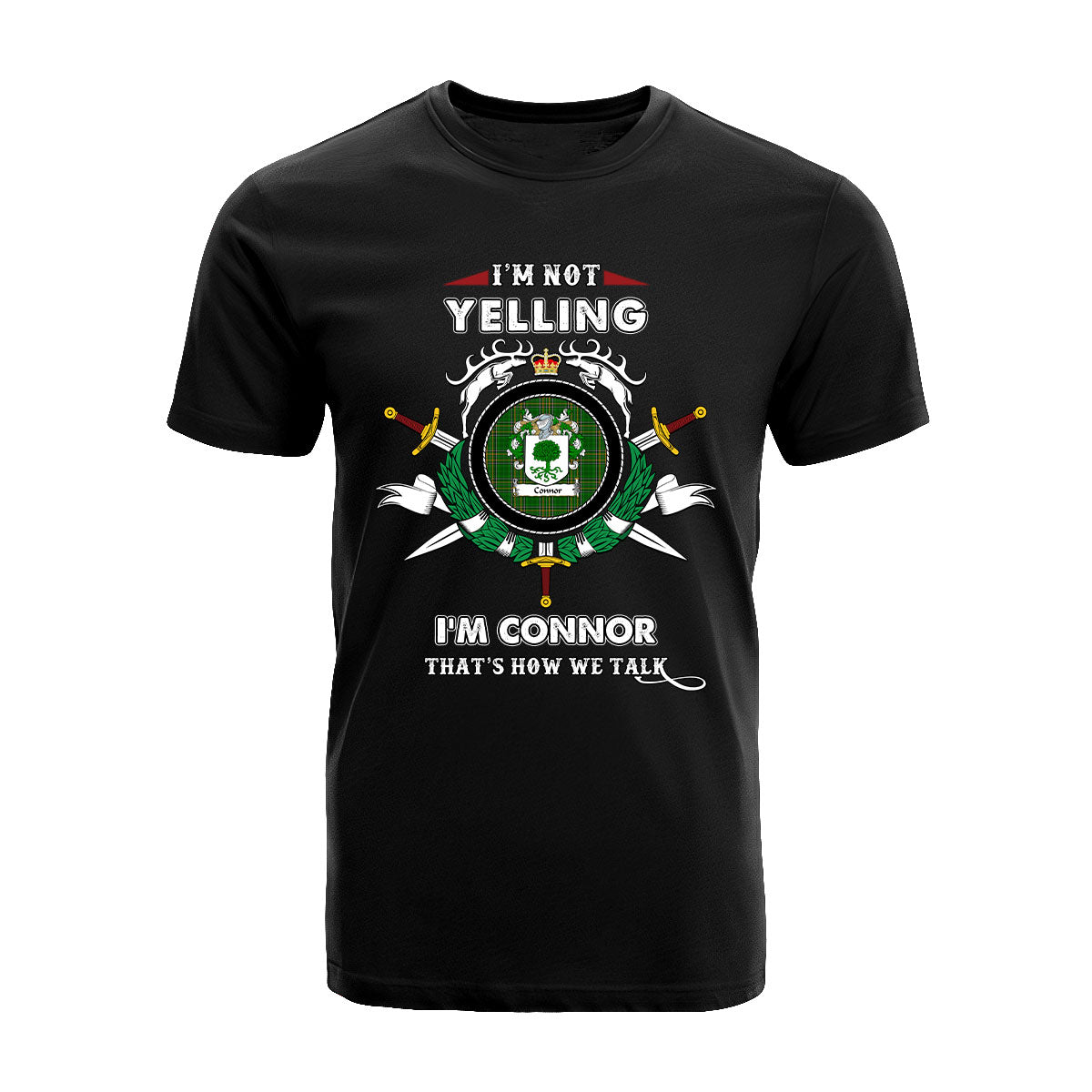 Connor Tartan Crest T-shirt - I'm not yelling style