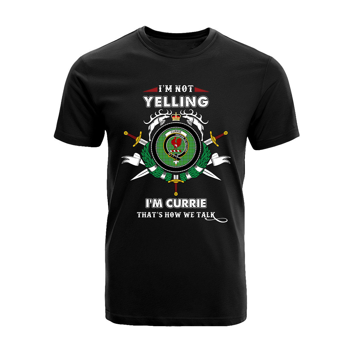 Currie Tartan Crest T-shirt - I'm not yelling style