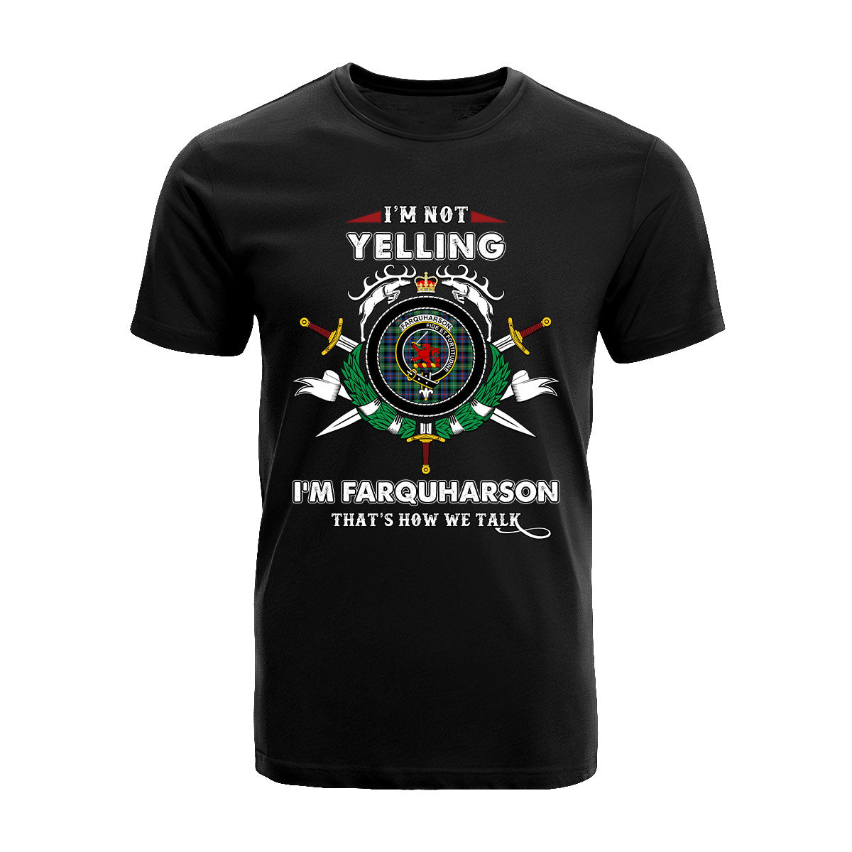 Farquharson Tartan Crest T-shirt - I'm not yelling style