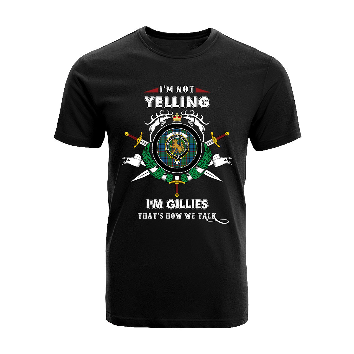 Gillies Tartan Crest T-shirt - I'm not yelling style