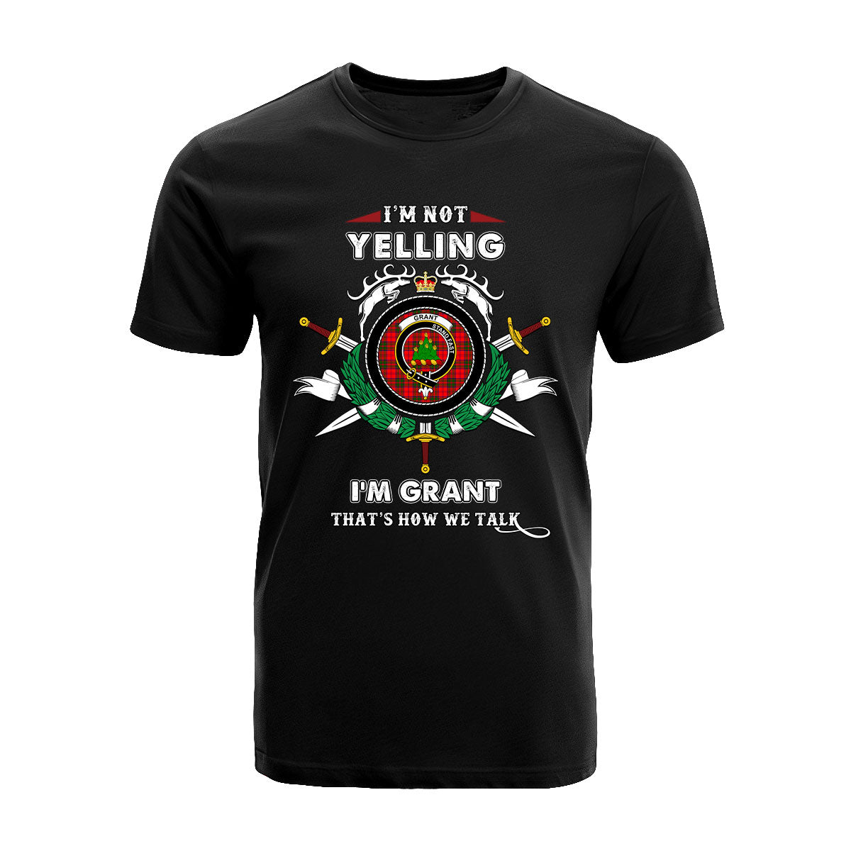 Grant Tartan Crest T-shirt - I'm not yelling style